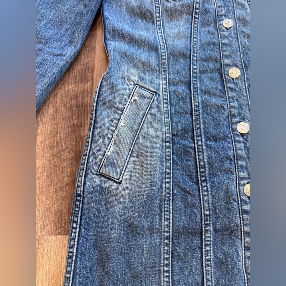 Vintage 7 For All Mankind Medium Wash Blue Denim Dress Y2K style, XS - Picture 3 of 16